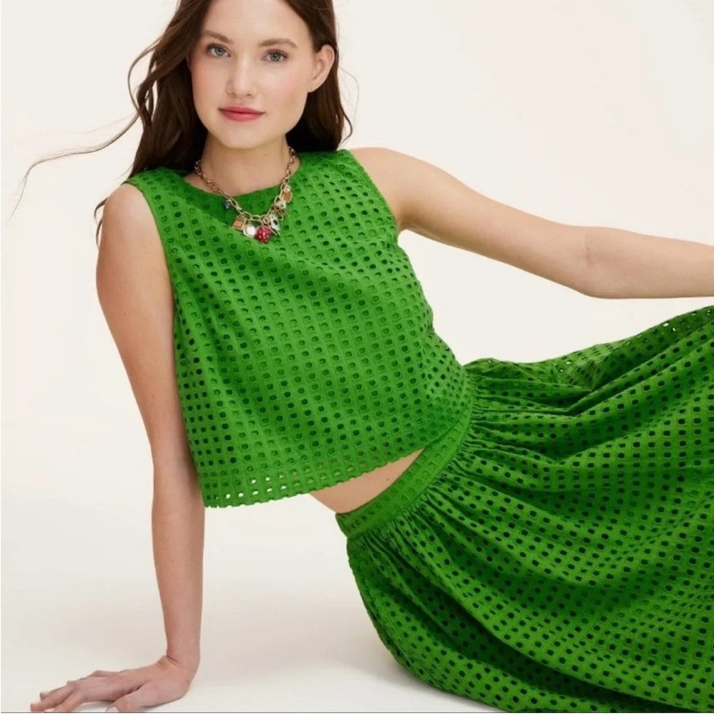Kate Spade Target Green Eyelet Skirt and Top XL with Charm Necklace New - Picture 4 of 9